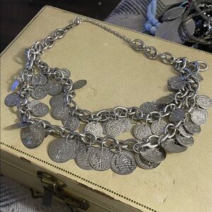 Silver Coin Charm Necklace